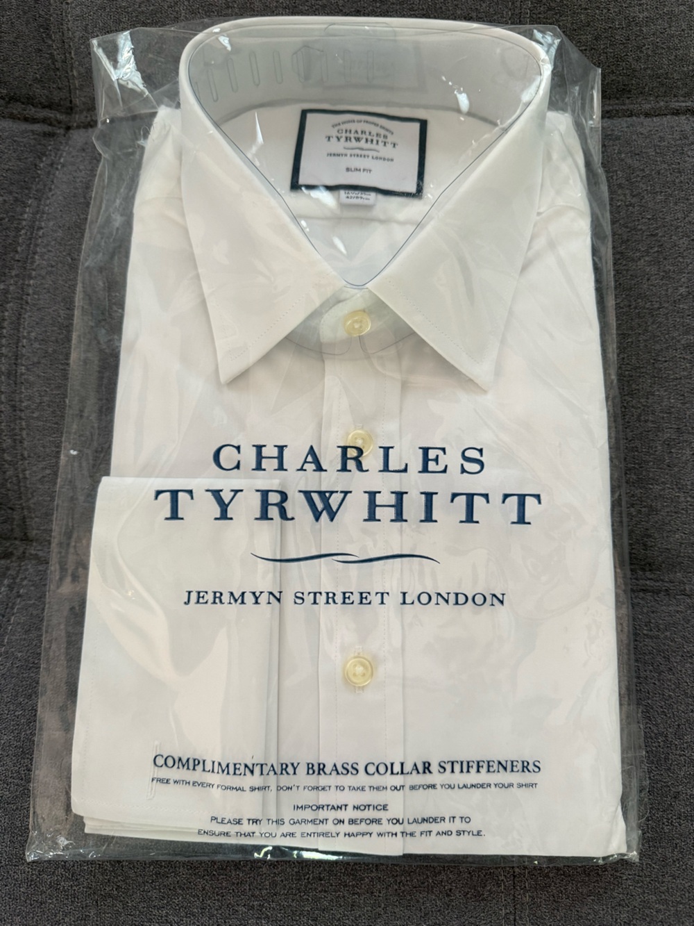 Charles Tyrwhitt Slim Fit White Dress Shirt with Classic Point Collar
